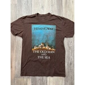 Out of Print Old Man and The Sea Ernest Hemingway Lit T Shirt Sz L